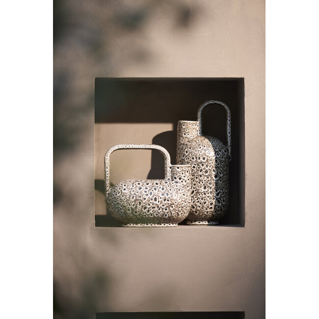 Light en Living Vaas deco 25x14x24 cm SERRES keramiek crème+zwart