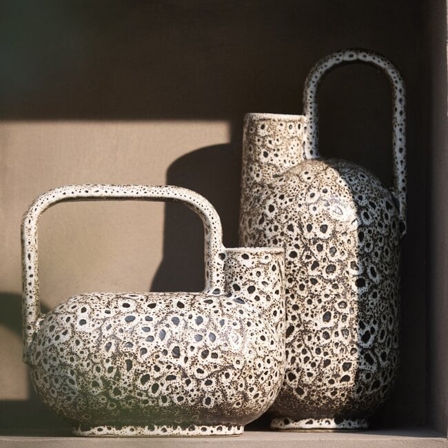 Light en Living Vaas deco 25x14x24 cm SERRES keramiek crème+zwart