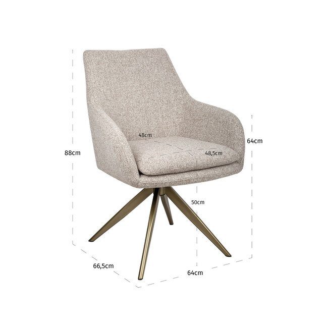 Richmond Interiors  Eetkamerstoel Lisonne cayenne bruin draaibaar fire retardant