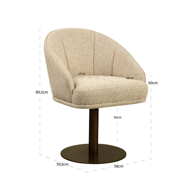 Richmond Interiors  Eetkamerstoel Beverly naturel fancy draaibaar