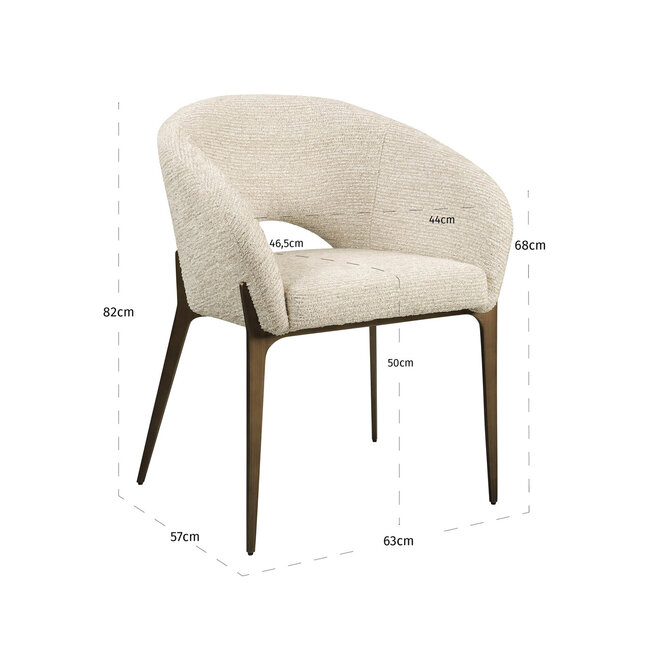 Richmond Interiors  Eetkamerstoel Kenzi mocca linear fire retardant