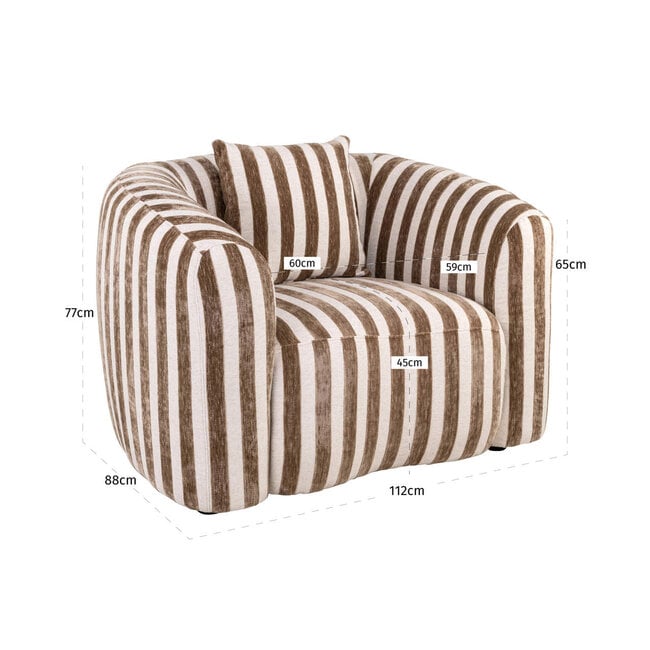 Richmond Interiors  Lounge stoel Luxandra stripes zand