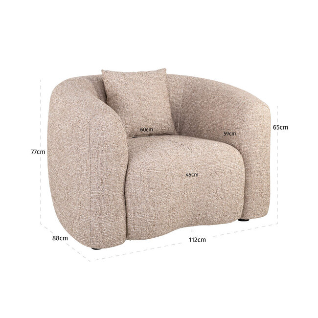 Richmond Interiors  Lounge stoel Luxandra zand tweed fire retardant