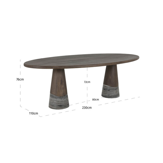 Richmond Interiors  Eettafel Harper Smoked charchoal 230 cm