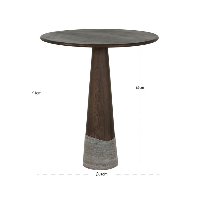 Richmond Interiors  Countertafel Harper Smoked charchoal Ø81 cm