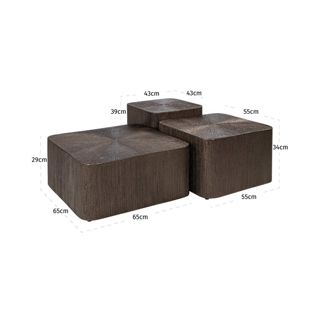 Richmond Interiors  Salontafel Cubes Brunzae - Set van 3