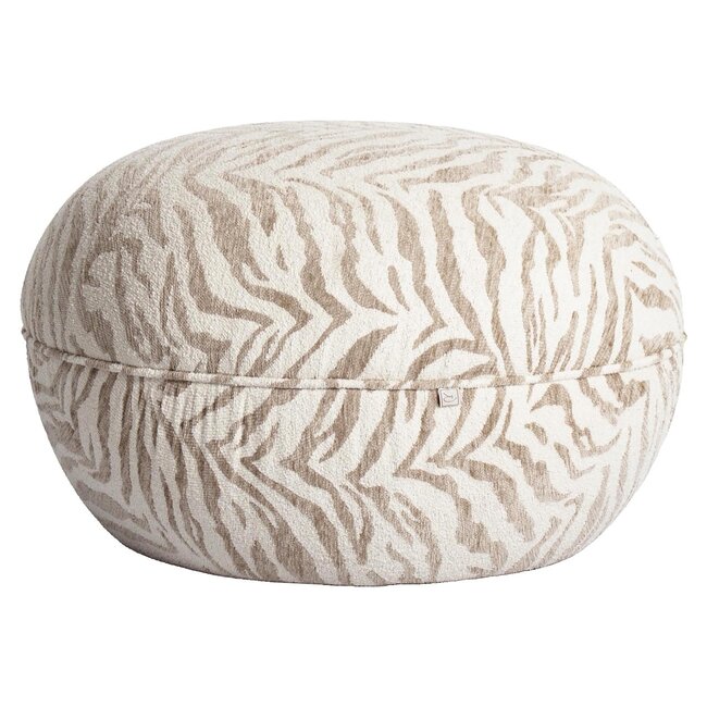 Richmond Interiors  Poef & Voetenbank Jace beige tijger Ø 64 cm
