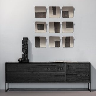 Woood Wanddeco Nami metaal nikkel - set van 9