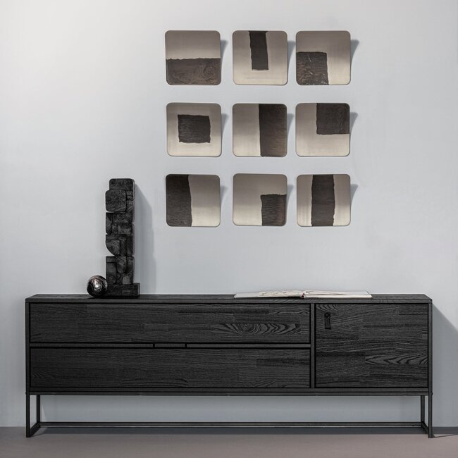 Woood Wanddeco Nami metaal nikkel - set van 9