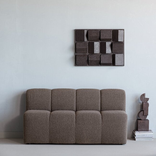 Woood MOJO eetbankje 164CM met rugleuning boucle bruin melange