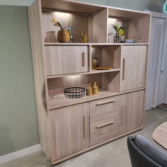 WoonMax Wandkast Pretoro Old Oak 4 deuren, 2 laden en 4 open vakken