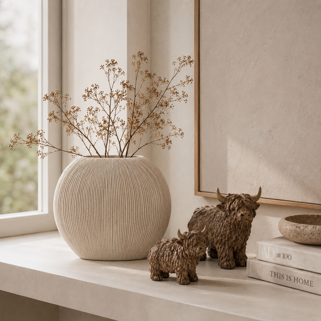 Light en Living Vaas deco 41x13x39,5 cm BUBIO crème