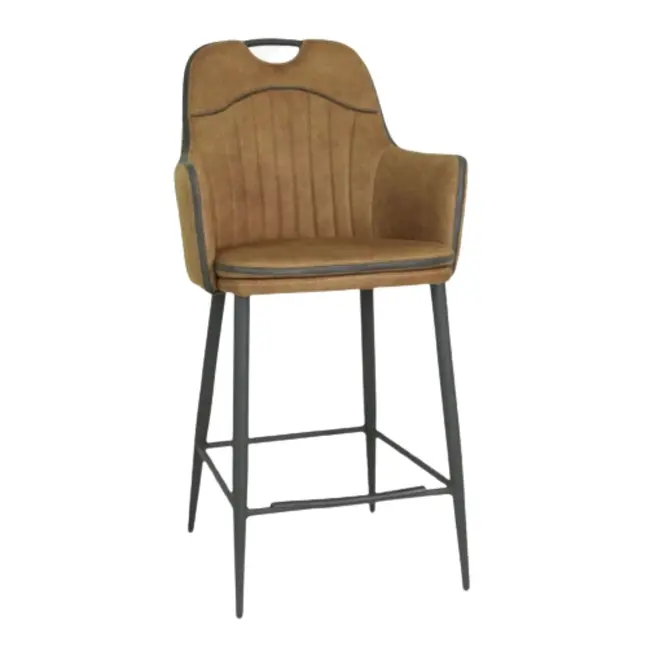 WoonMax Barstoel Morris -  Luxor Antraciet, Cognac en Groen