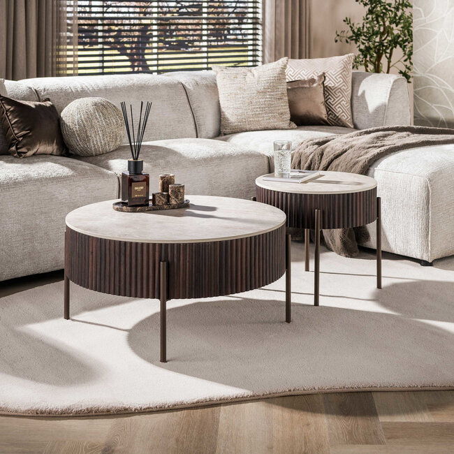 WoonStijl Salontafel Ceramo rond set van 2 Taj Mahal