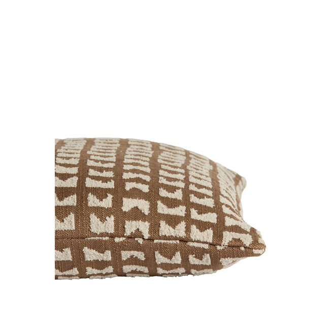 Light en Living Kussen 45x45 cm SONTRA donker bruin+taupe veren gevuld
