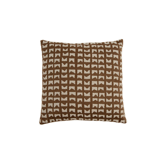 Light en Living Kussen 45x45 cm SONTRA donker bruin+taupe veren gevuld