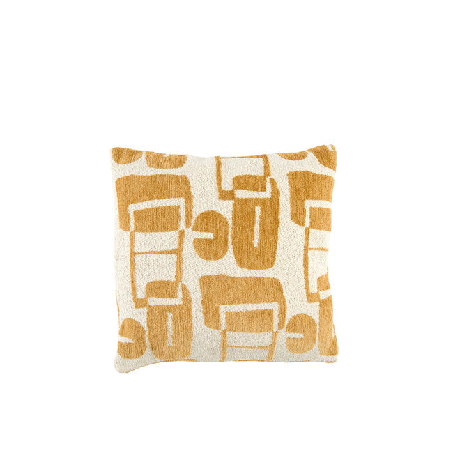 Light en Living Kussen 45x45 cm LYSS mosterd geel+crème veren gevuld