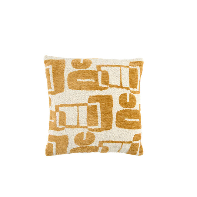Light en Living Kussen 45x45 cm LYSS mosterd geel+crème veren gevuld