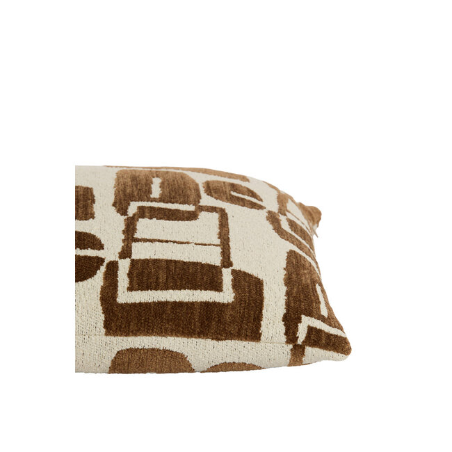 Light en Living Kussen 45x45 cm LYSS donker bruin+crème veren gevuld