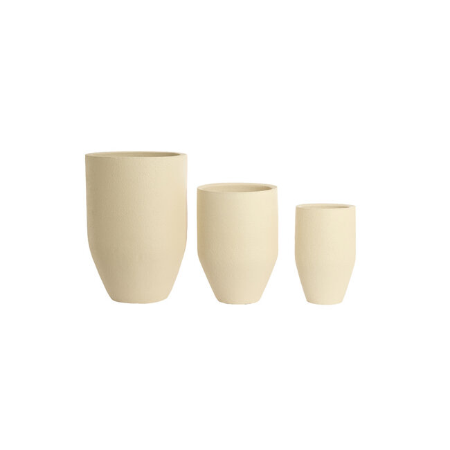 Light en Living Pot deco S/3 Ø30x46+Ø40x55+Ø52x71 cm SIROLO crème
