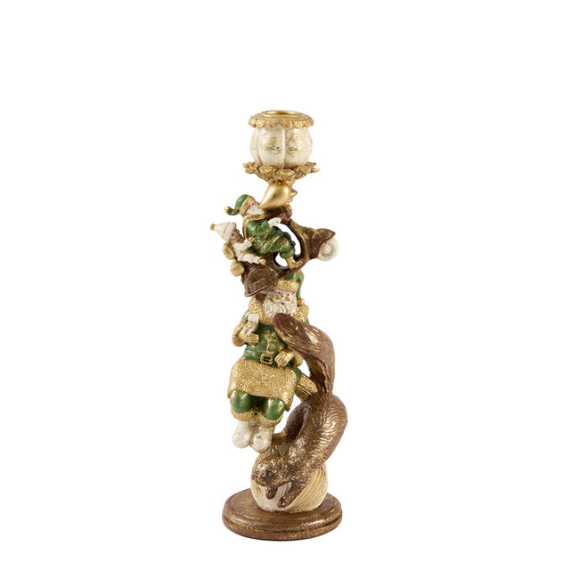 Light en Living Kandelaar Ø10x30,5 cm SANTA groen+goud