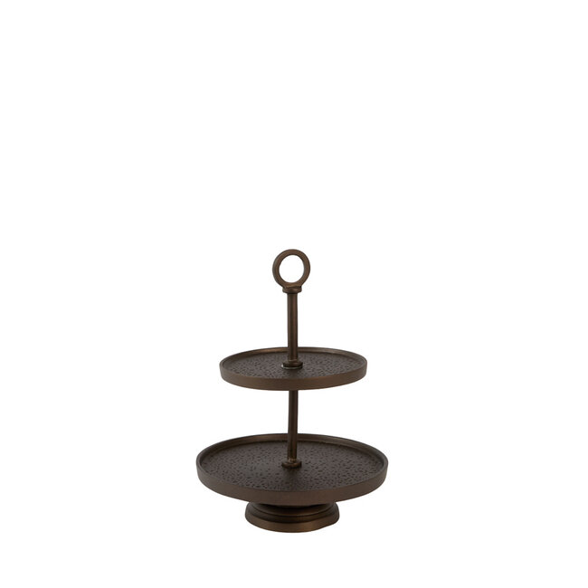 Light en Living Etagère 2 laags Ø24x37 cm LUTEK mat bruin-brons