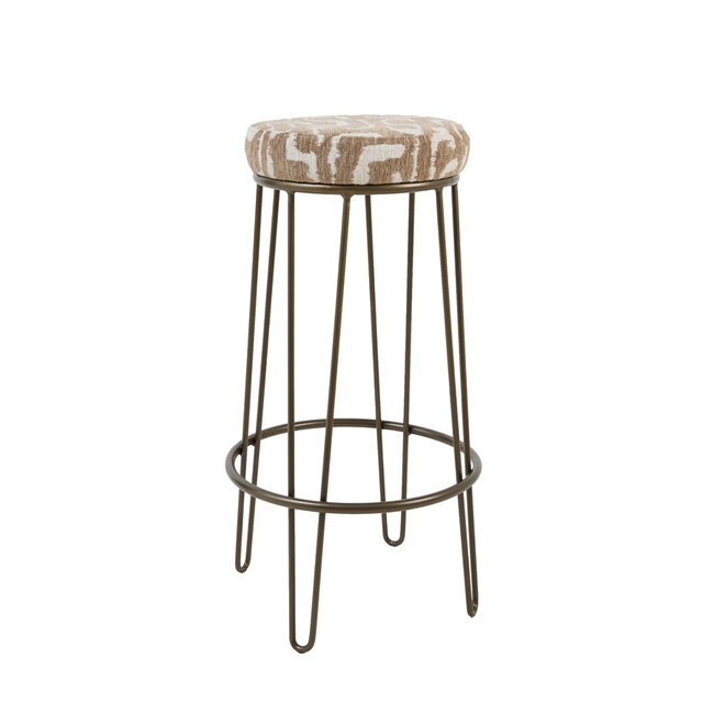 Light en Living Barkruk Ø41x73 cm ALICE groen-grijs+beige+bruin-brons