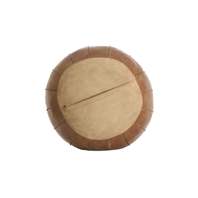 Light en Living Poef Ø58x32 cm CALIMA leer bruin