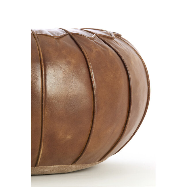 Light en Living Poef Ø58x32 cm CALIMA leer bruin