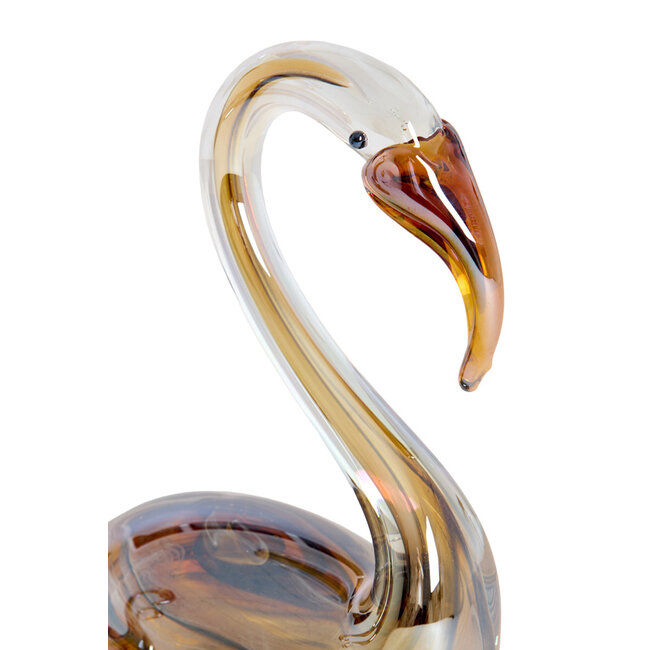 Light en Living Ornament 12x7x17 cm SWAN glas bruin+crème