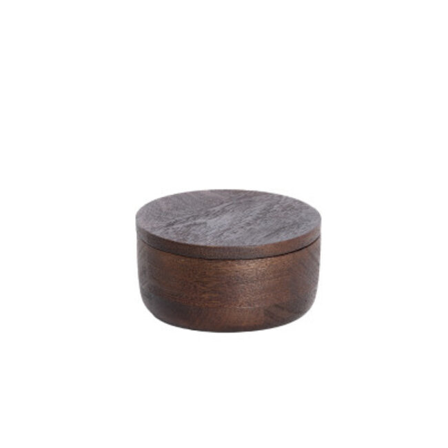 Light en Living Deco box Ø14x7 cm METETI hout mat donker bruin