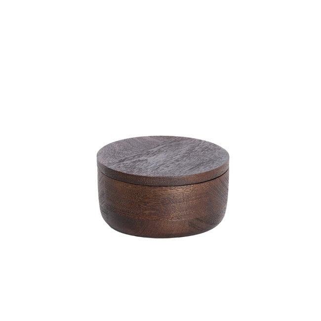Light en Living Deco box Ø14x7 cm METETI hout mat donker bruin