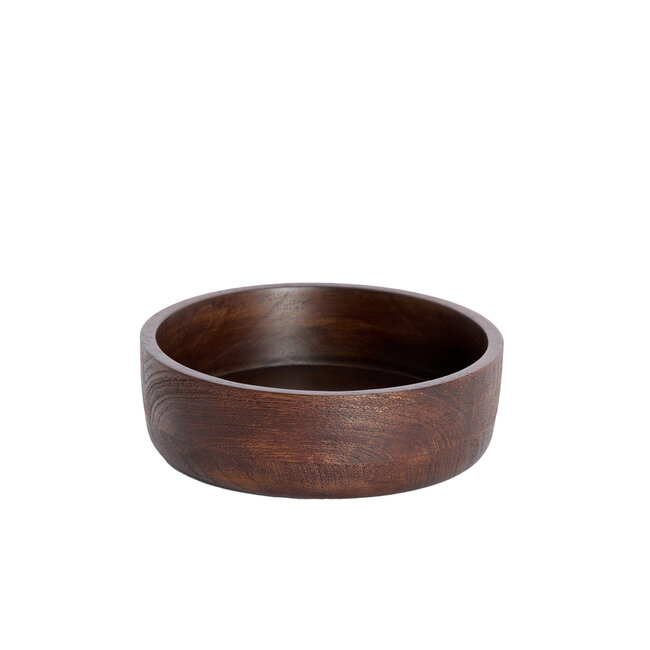 Light en Living Deco box Ø19x7 cm METETI hout mat donker bruin