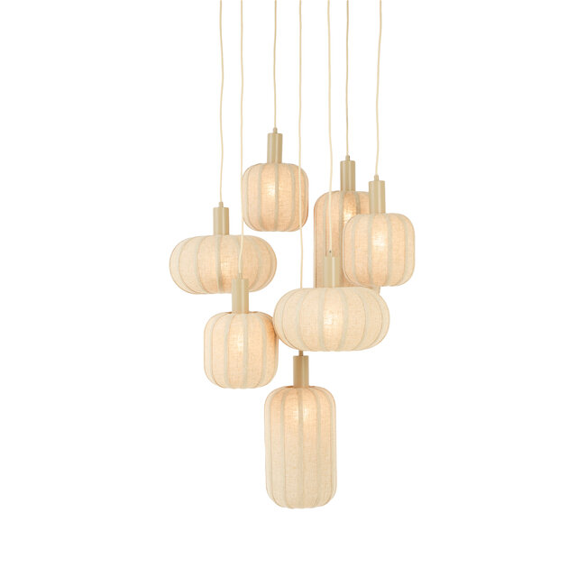 Light en Living Hanglamp 7L Ø53x104 cm TUFIA linnen naturel