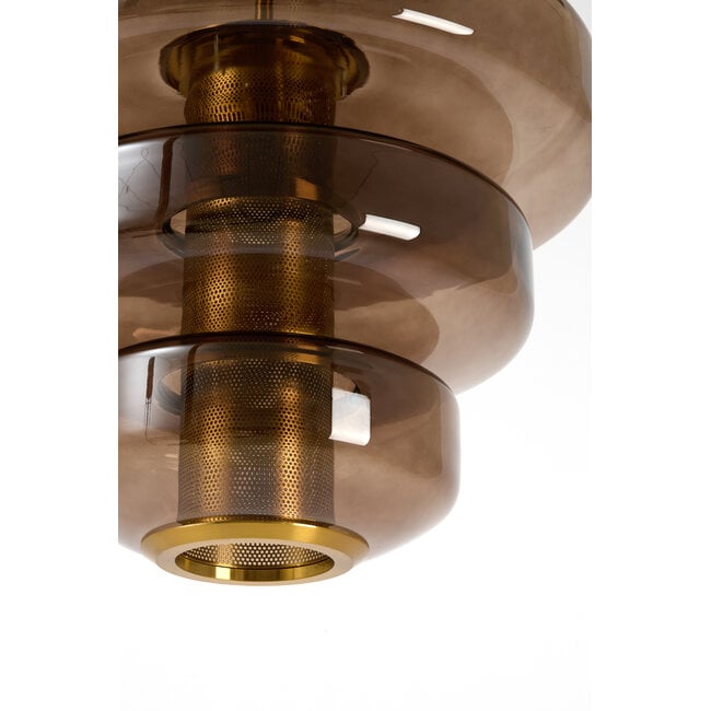 Light en Living Hanglamp Ø40x30 cm MEYARA glas bruin+goud