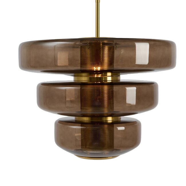 Light en Living Hanglamp Ø40x30 cm MEYARA glas bruin+goud