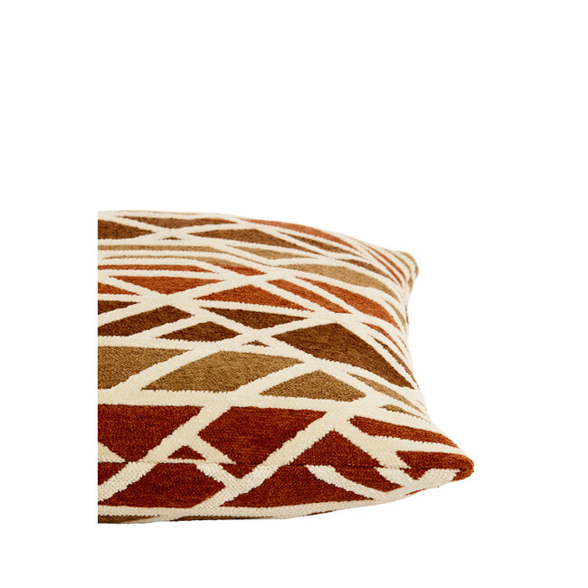 Light en Living Kussen 45x45 cm FULDOS terra+crème veren gevuld