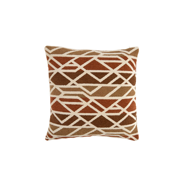 Light en Living Kussen 45x45 cm FULDOS terra+crème veren gevuld
