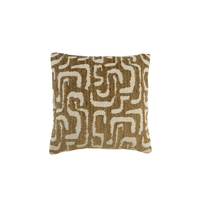 Light en Living Kussen 45x45 cm ALZEY groen-grijs+beige veren gevuld