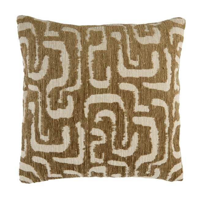 Light en Living Kussen 45x45 cm ALZEY groen-grijs+beige veren gevuld