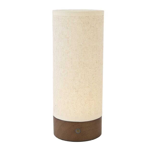 Light en Living Tafellamp LED Ø10x25 cm BRYLO linnen naturel+hout dnkr bruin