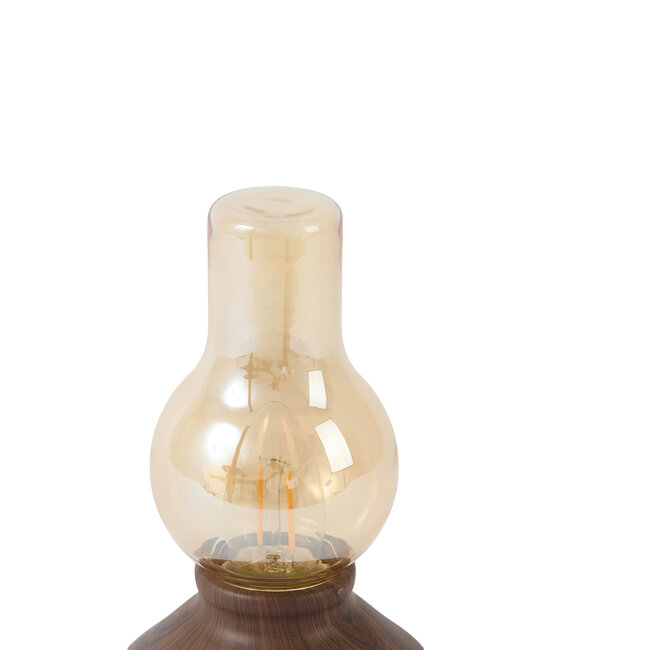 Light en Living Tafellamp LED Ø13x21,5 cm ZENY hout print d bruin+glas amber
