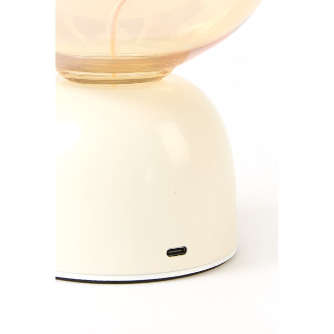 Light en Living Tafellamp LED Ø12,5x19,5 cm VAZYR crème+glas amber