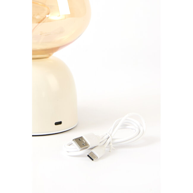 Light en Living Tafellamp LED Ø12,5x19,5 cm VAZYR crème+glas amber