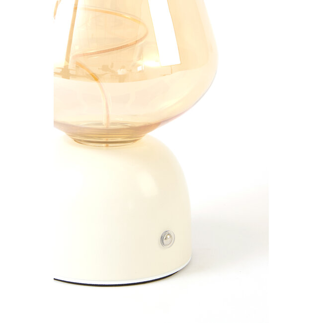 Light en Living Tafellamp LED Ø12,5x19,5 cm VAZYR crème+glas amber
