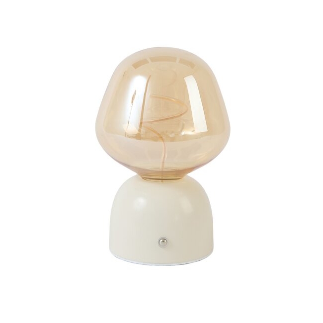 Light en Living Tafellamp LED Ø12,5x19,5 cm VAZYR crème+glas amber