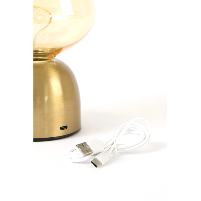 Light en Living Tafellamp LED Ø12,5x19,5 cm VAZYR goud+glas amber