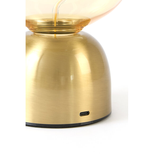 Light en Living Tafellamp LED Ø12,5x19,5 cm VAZYR goud+glas amber