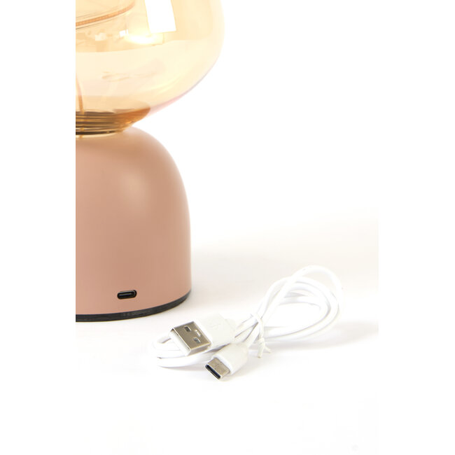 Light en Living Tafellamp LED Ø12,5x19,5 cm VAZYR terra+glas amber