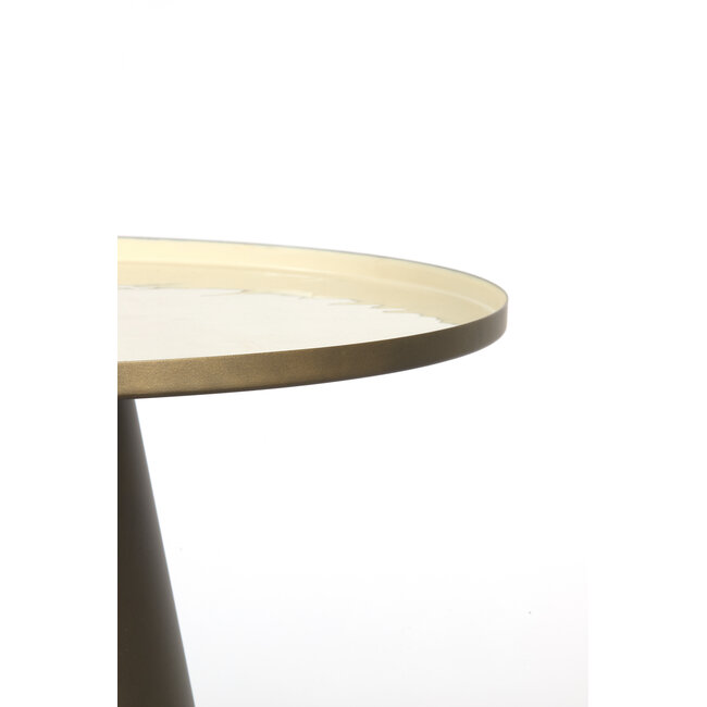 Light en Living Bijzettafel Ø58,5x37 cm JAY glans crème+mat bruin-brons